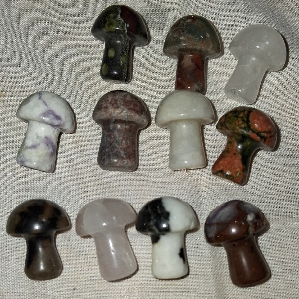 MM9 Assorted Stone Mushroom Figurines - Set of 11
